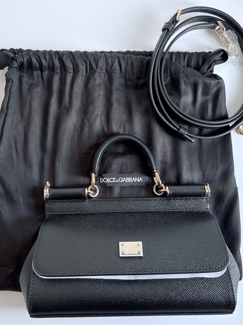 NWT - Dolce & Gabbana Black Sicily Mini Dauphine Leather Handbag - Picture 9 of 13